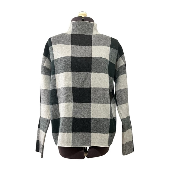 Tahari Mock Funnel Neck Checkered Green/Cream/Black Turtleneck Sweater Size S - Picture 1 of 15